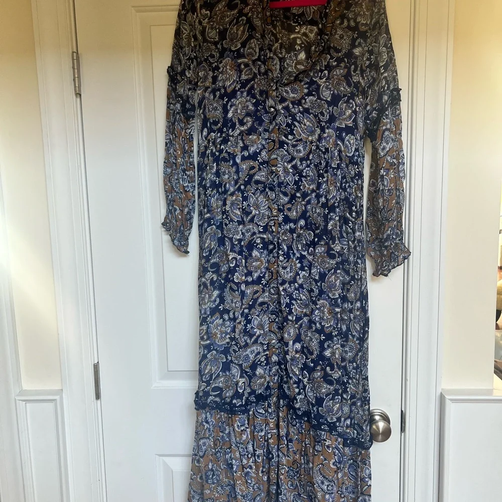 Miss June Paris Blue Floral Dress OS - Picture 3 of 9
